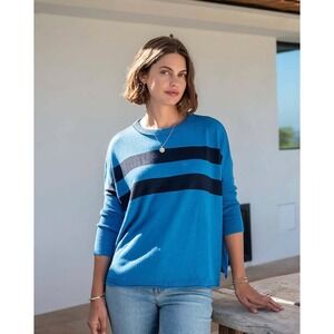 Mersea Catalina Traveler Oversized Striped Sweater Blue and Navy One Size OS